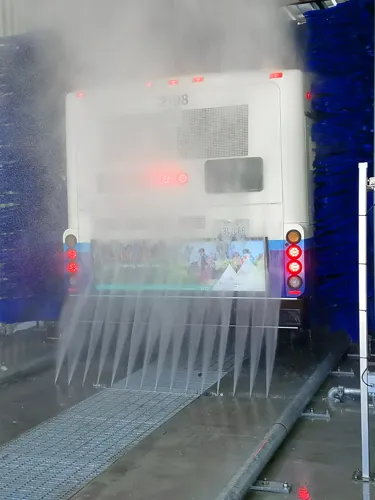 Commercial Bus Wash System with Floor Sprayers and Side Brushes
