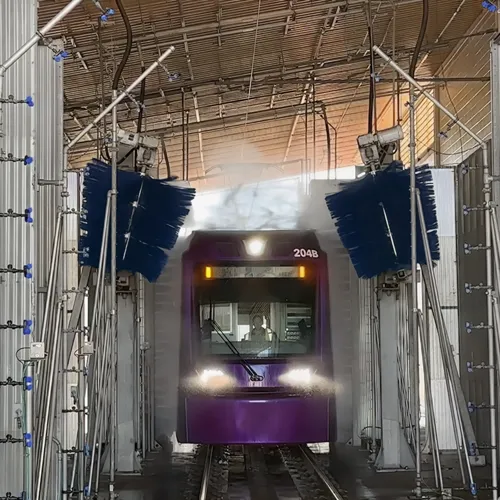 Transit Rail Wash System with Full Exterior Cleaning Coverage