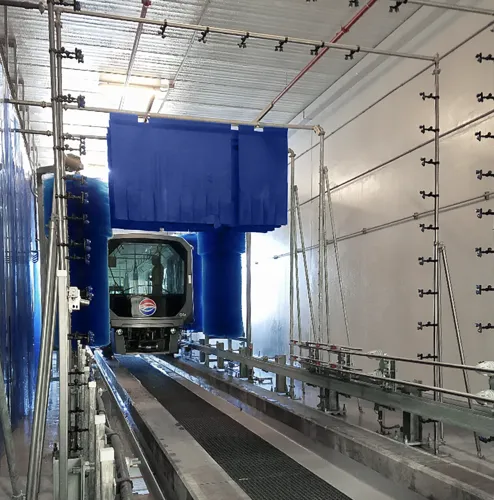 Transit Vehicle Wash System with Gentry Dry System Brushes